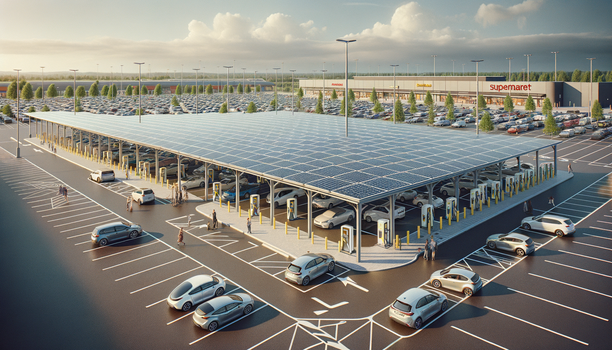Photovoltaik Carports Edeka Parkplätze - Nachhaltige Energieerzeugung